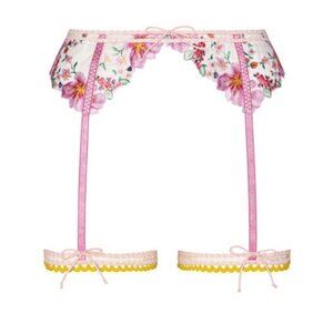 new FOR LOVE AND LEMONS plumeria garter lingerie m w leg straps